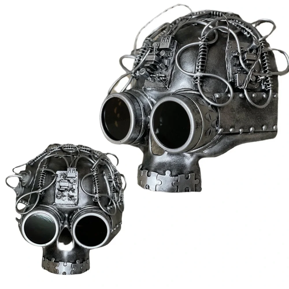 Silver Robotic Steampunk Skull full face Mask NWT!